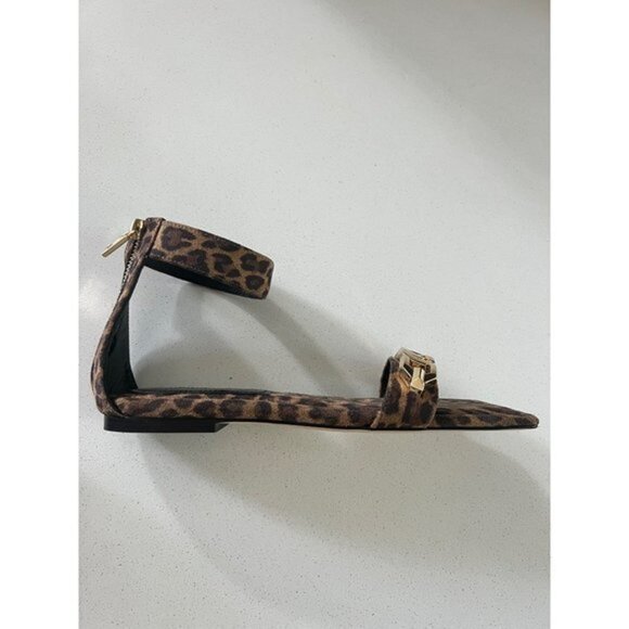 GOOD AMERICAN Ankle Strap Chain Leopard Print square toe sandals size 8 - Picture 8 of 10